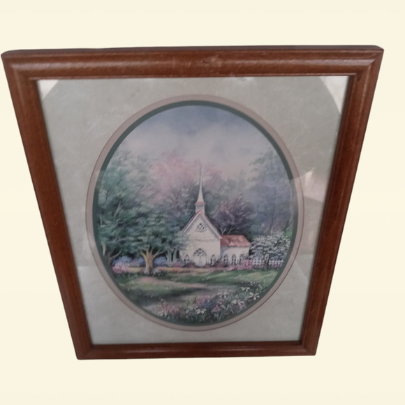 Home Interiors Pastoral Scene Art Print with Brown Frame - Picture 2 of 6